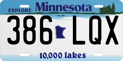 MN license plate 386LQX