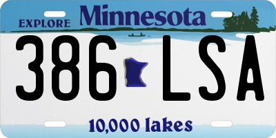 MN license plate 386LSA