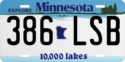 MN license plate 386LSB