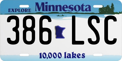 MN license plate 386LSC