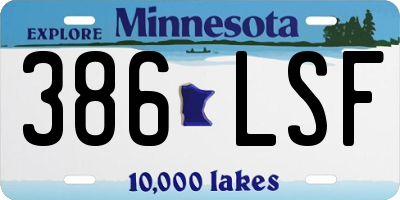 MN license plate 386LSF