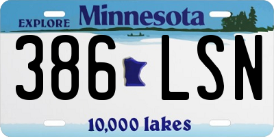 MN license plate 386LSN