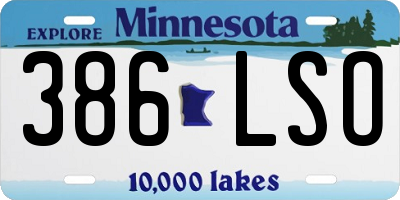MN license plate 386LSO