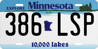 MN license plate 386LSP