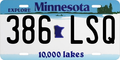 MN license plate 386LSQ