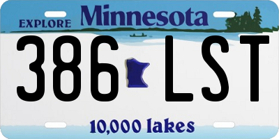 MN license plate 386LST