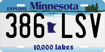 MN license plate 386LSV