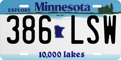 MN license plate 386LSW