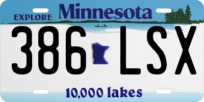 MN license plate 386LSX