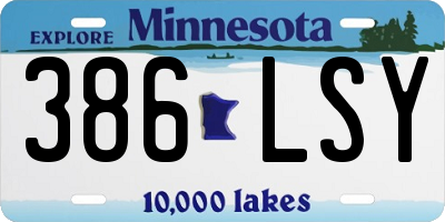 MN license plate 386LSY