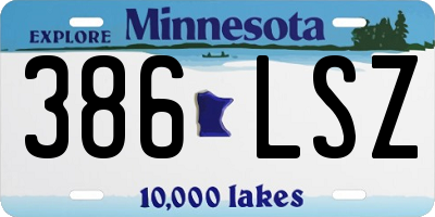 MN license plate 386LSZ