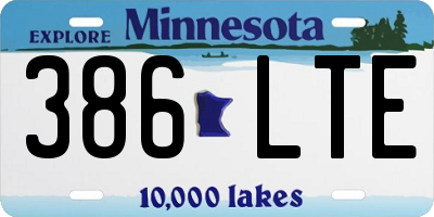 MN license plate 386LTE