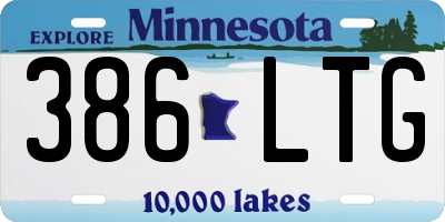 MN license plate 386LTG