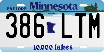 MN license plate 386LTM