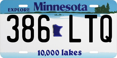 MN license plate 386LTQ