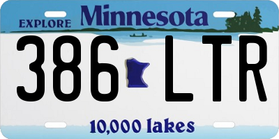MN license plate 386LTR