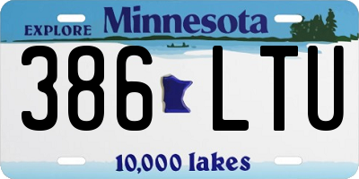MN license plate 386LTU