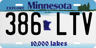 MN license plate 386LTV