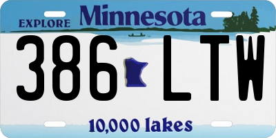 MN license plate 386LTW