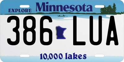 MN license plate 386LUA