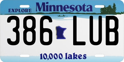 MN license plate 386LUB