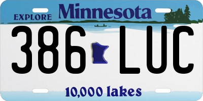 MN license plate 386LUC