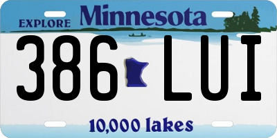 MN license plate 386LUI