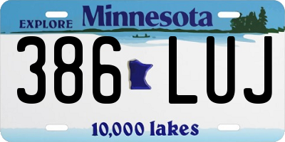 MN license plate 386LUJ