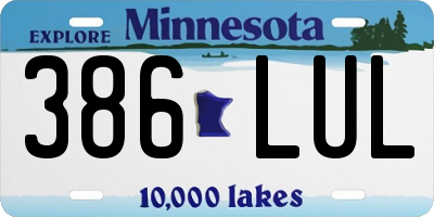 MN license plate 386LUL