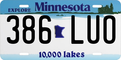 MN license plate 386LUO