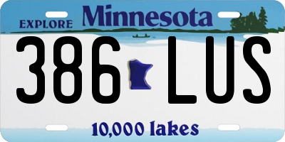 MN license plate 386LUS