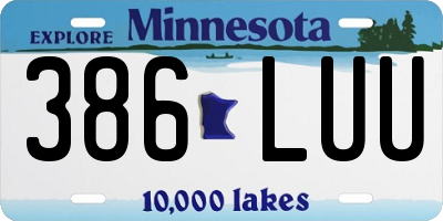 MN license plate 386LUU
