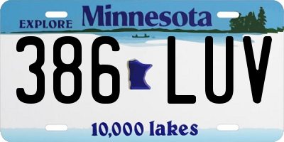 MN license plate 386LUV