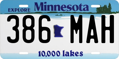 MN license plate 386MAH