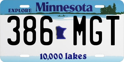 MN license plate 386MGT