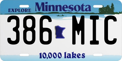 MN license plate 386MIC