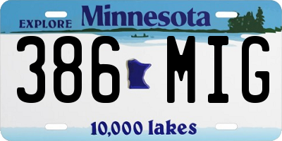 MN license plate 386MIG