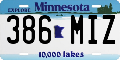 MN license plate 386MIZ