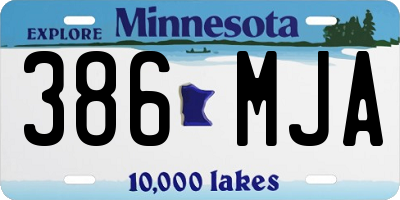 MN license plate 386MJA