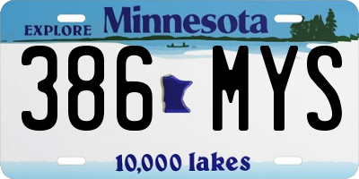 MN license plate 386MYS