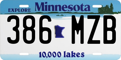 MN license plate 386MZB