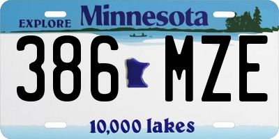 MN license plate 386MZE