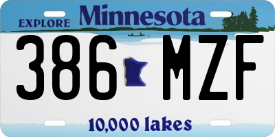 MN license plate 386MZF