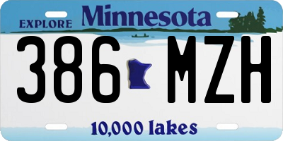 MN license plate 386MZH