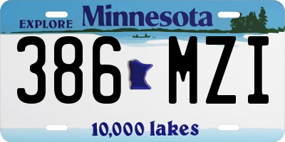 MN license plate 386MZI