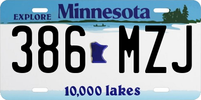 MN license plate 386MZJ