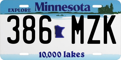 MN license plate 386MZK