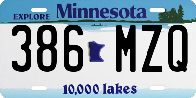 MN license plate 386MZQ