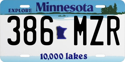 MN license plate 386MZR