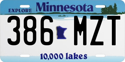 MN license plate 386MZT